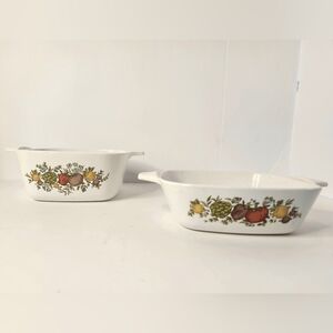 Corning Ware SPICE OF LIFE Set 2 Small CASSEROLES p-41-B, P-43-B No Lids Vintage
